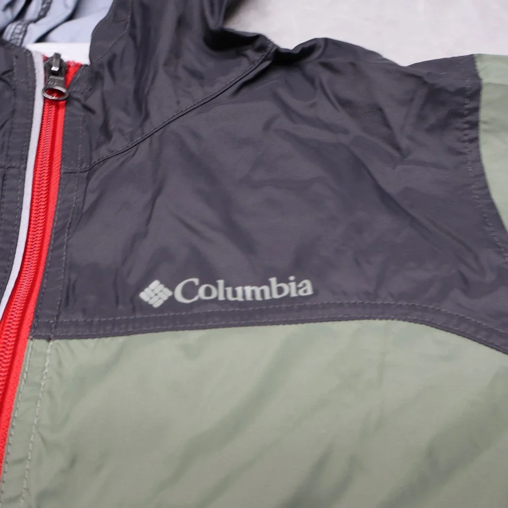Columbia Glennaker Jacket Boys Large 14/16 Green Hooded Wind Rain‎ Light Hiking